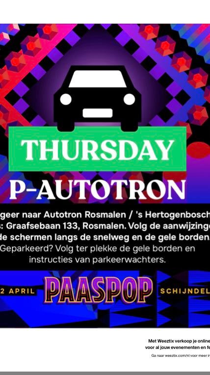 Parkeerticket Paaspop donderdag 2 april, Eén persoon