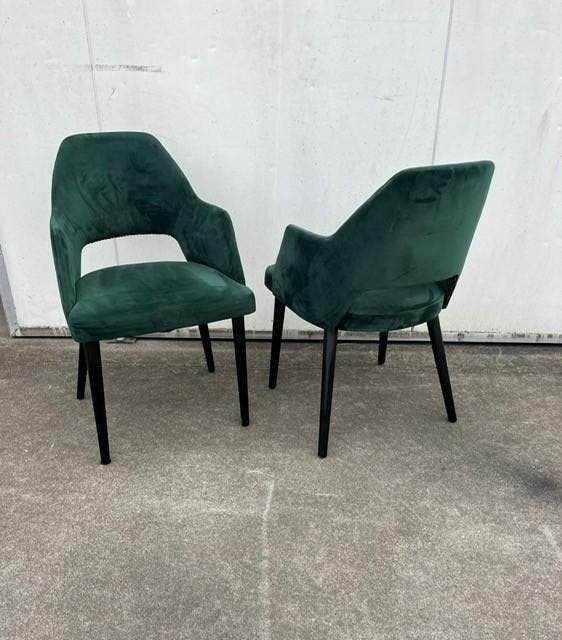 5 stuks nette horeca restaurant arm stoelen velvet groen, Ophalen, Hout, Overige kleuren, Zo goed als nieuw
