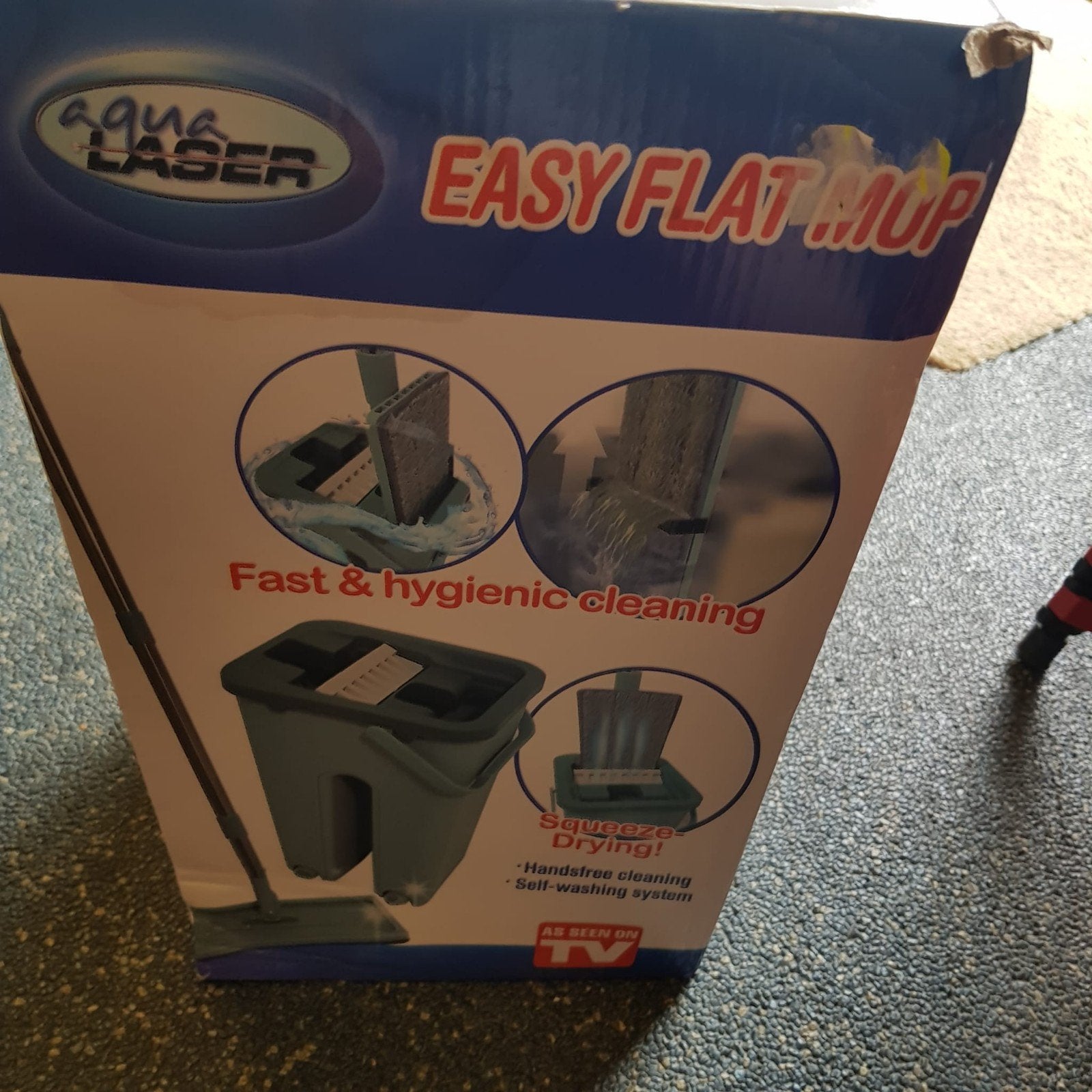 Aqua Laser Easy Flat Mop met emmer - Nieuw in doos, Huis en Inrichting, Schoonmaakartikelen, Mop of Dweil, Ophalen of Verzenden