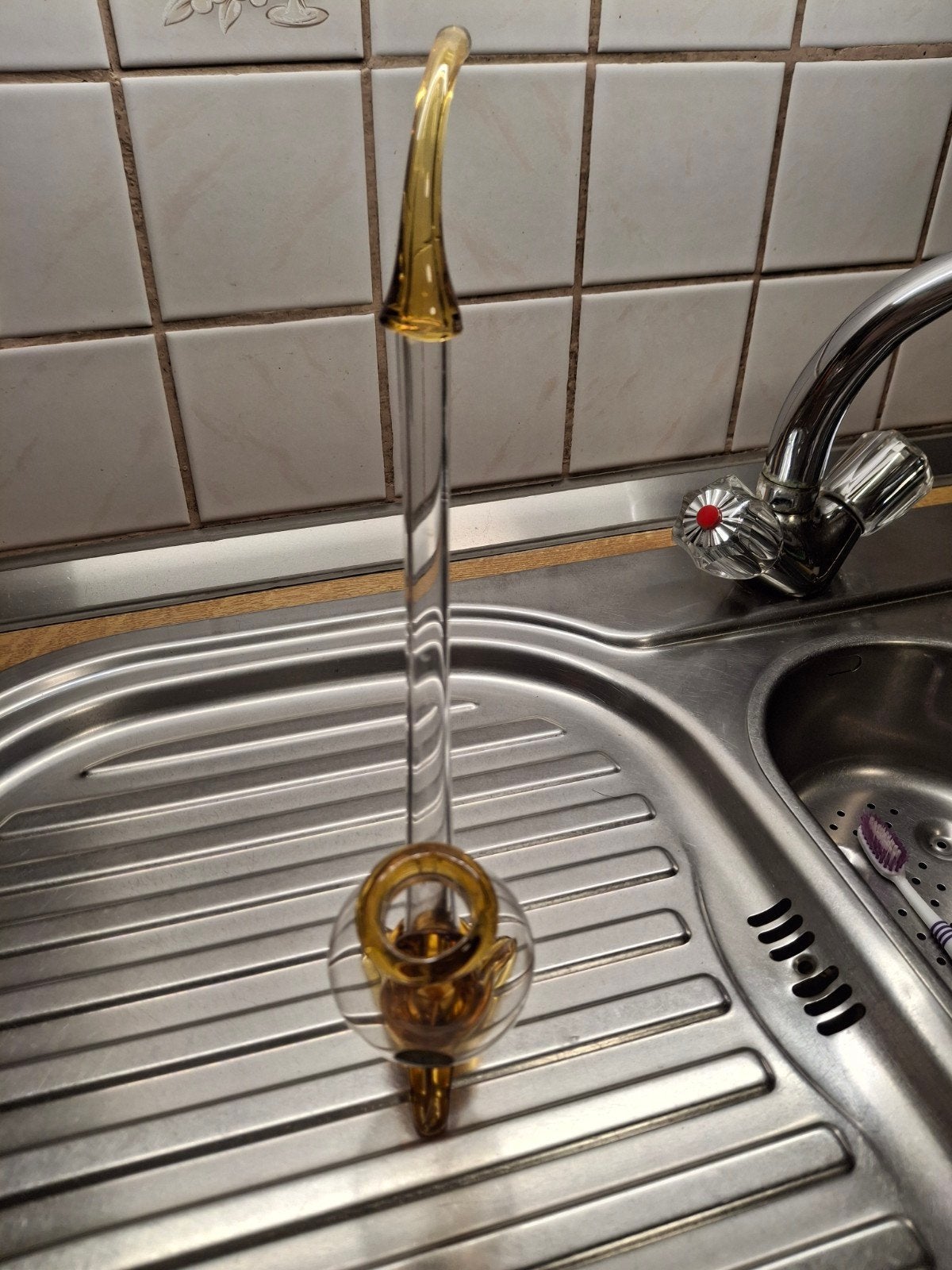 glazen pijp gaaf hoogte 30 cm, Ophalen of Verzenden