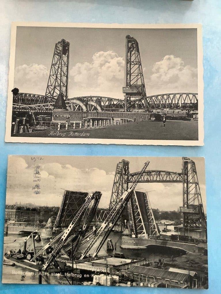 Rotterdam, Hefbrug 2x, Ophalen of Verzenden, 1920 tot 1940, Gelopen, Zuid-Holland