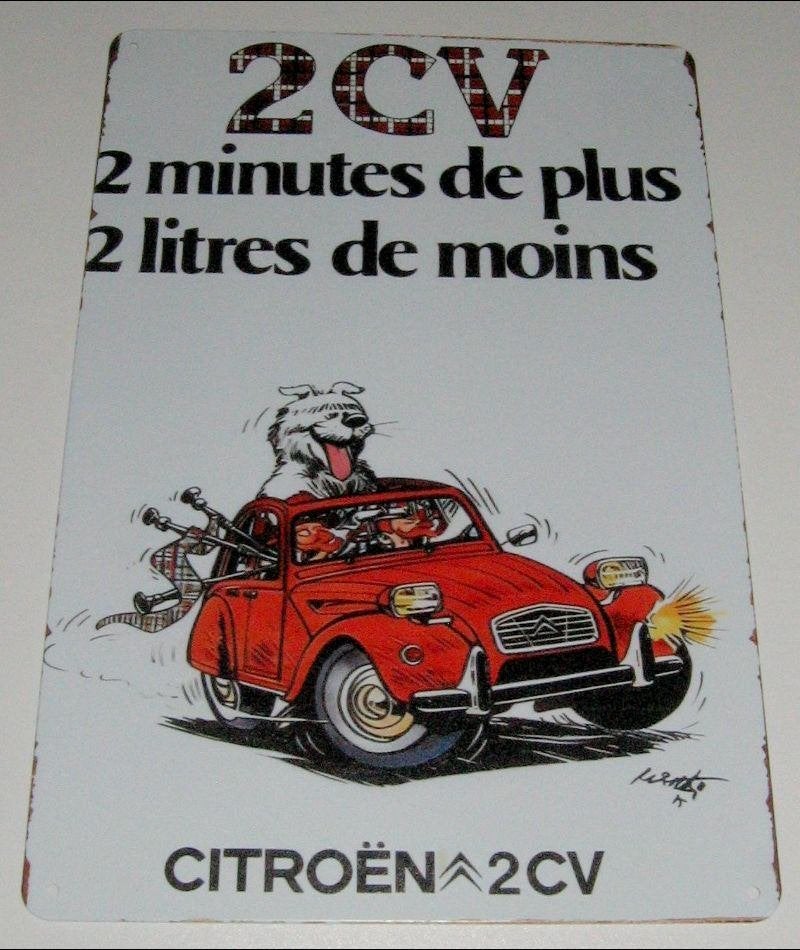 Citroën 2CV : Metalen Bord Citroën 2CV - 2 minutes ......., Verzenden, Nieuw, Auto's
