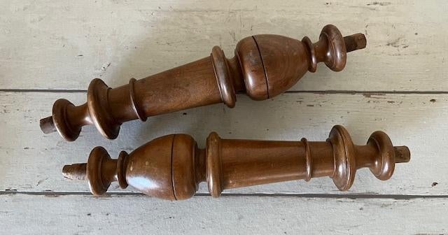Set van twee vintage houten balusters uit Frankrijk, Ophalen of Verzenden