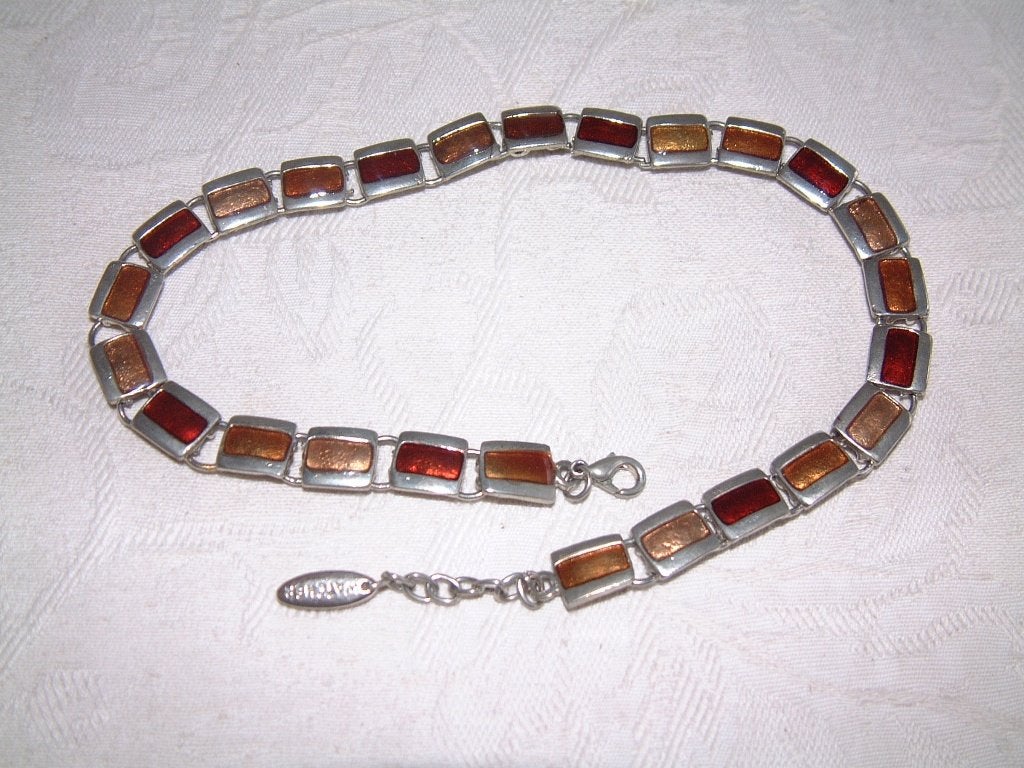 Bijzondere ketting choker bruin /goud kleuren merk WATCHER, Ophalen of Verzenden, Zo goed als nieuw, Bruin, Overige materialen