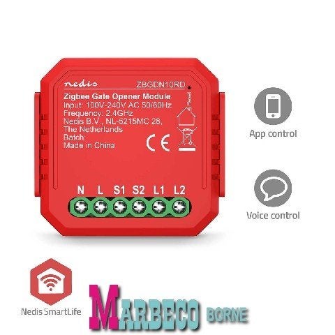 SmartLife Garagedeur schakelaar, Zigbee 3.0, Kroonsteen, Minder dan 80 cm, Minder dan 200 cm, Info@marbeco.nl, Nedis SmartLife