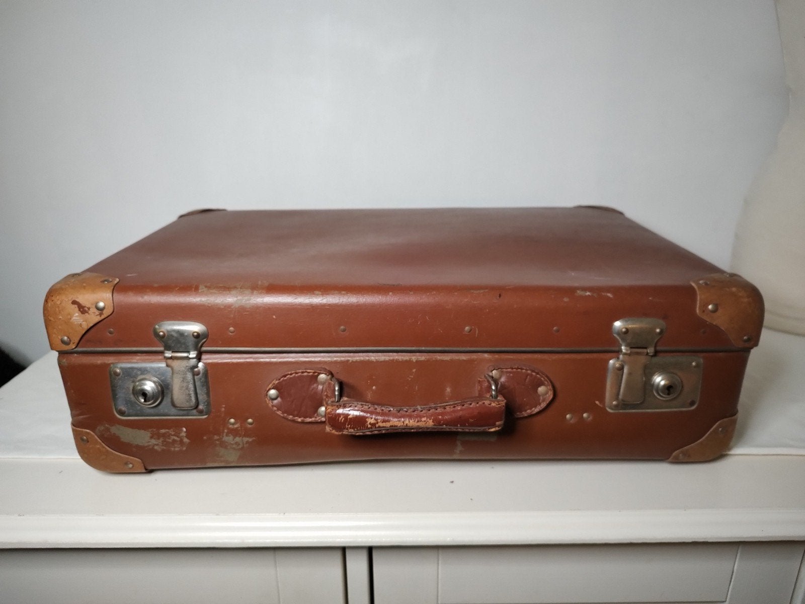 K717 VINTAGE jaren 40 koffer van geperst karton, Overige materialen, Gebruikt, 50 tot 60 cm, Onbekend