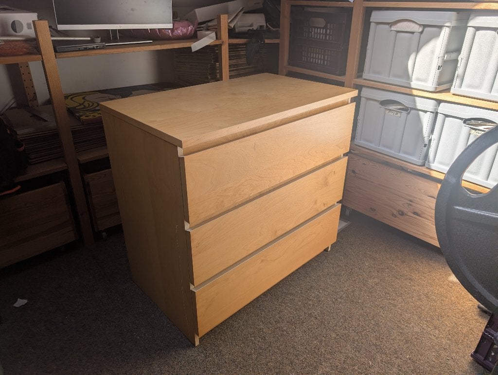 Ikea MALM ladekast 3 lades eikenfineer, Huis en Inrichting, Kasten | Ladekasten, Ophalen, Overige materialen, 50 tot 100 cm, Zo goed als nieuw