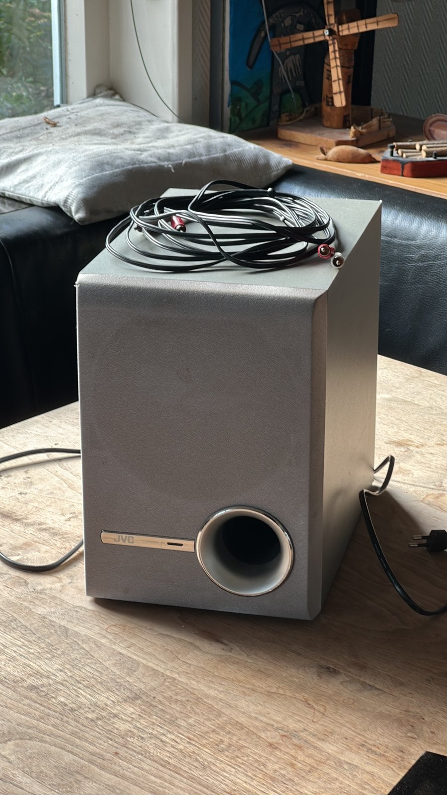 JVC SP-PWE5 Actieve Subwoofer – Powered Subwoofer, Gebruikt, Inclusief kabels, Subwoofer, JVC