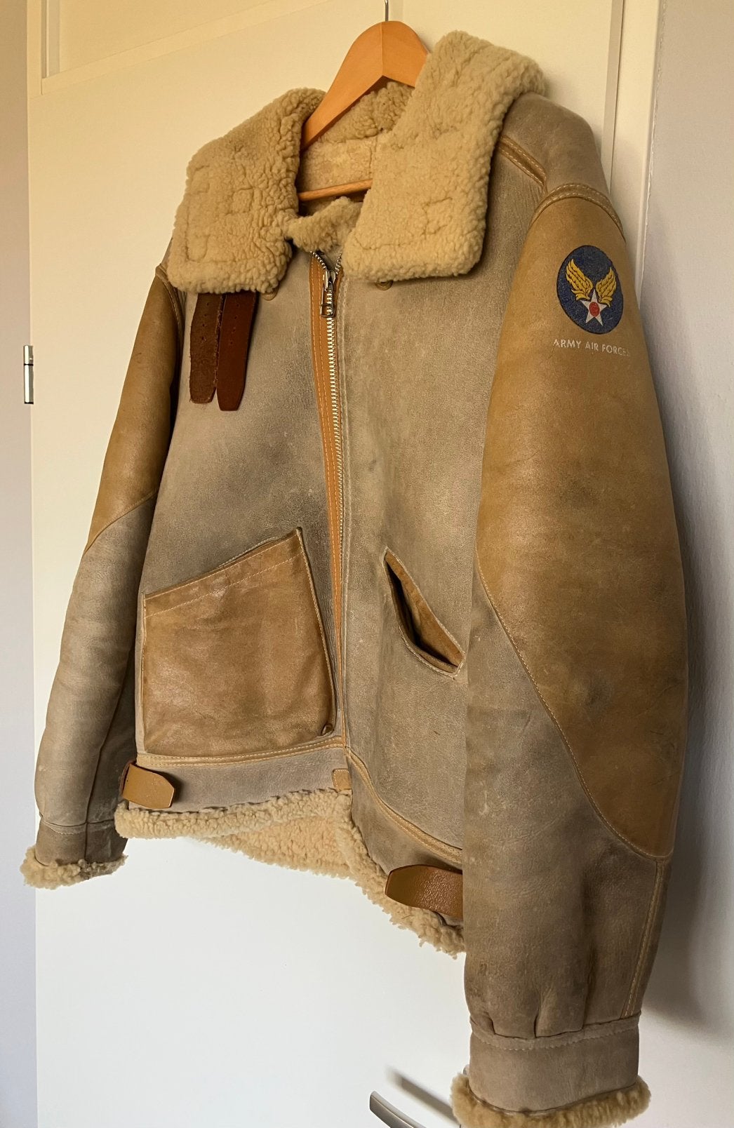 Vintage 80’s Avirex Artic B-3 USAAF sheepskin pilotenjas L, Ophalen of Verzenden, Gedragen, Maat 52/54 (L), Meerkleurig