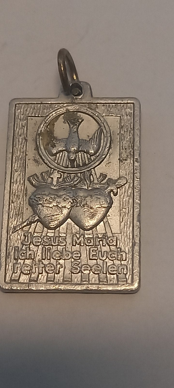 Antieke hanger voor rozenkrans of ketting - Jezus Maria, Antiek en Kunst, Ophalen of Verzenden