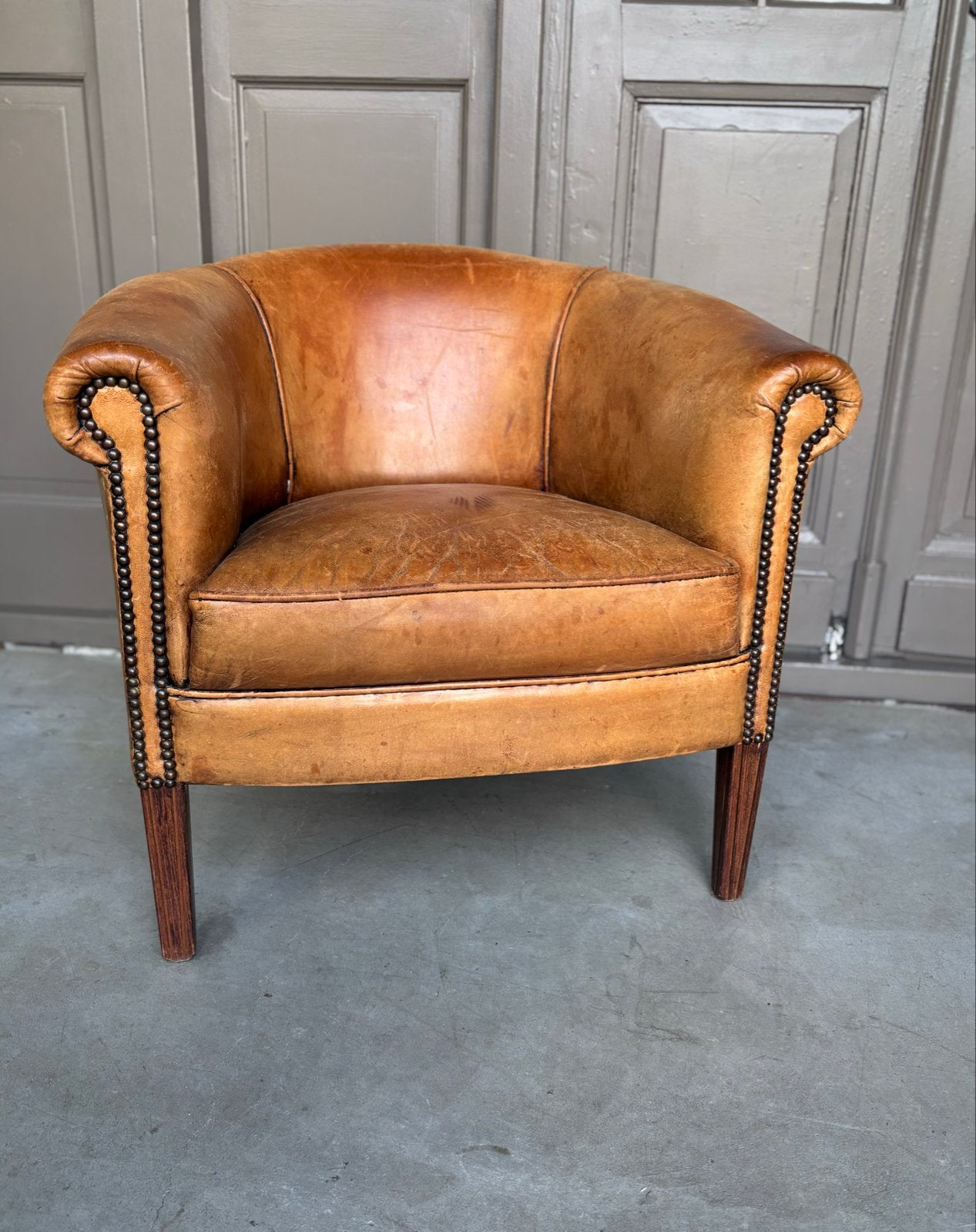 Vintage Schapenleren Clubfauteuil - Comfort en Stijl, Gebruikt, Leer, 75 tot 100 cm, Stoer Stijlvol Klassiek Vintage