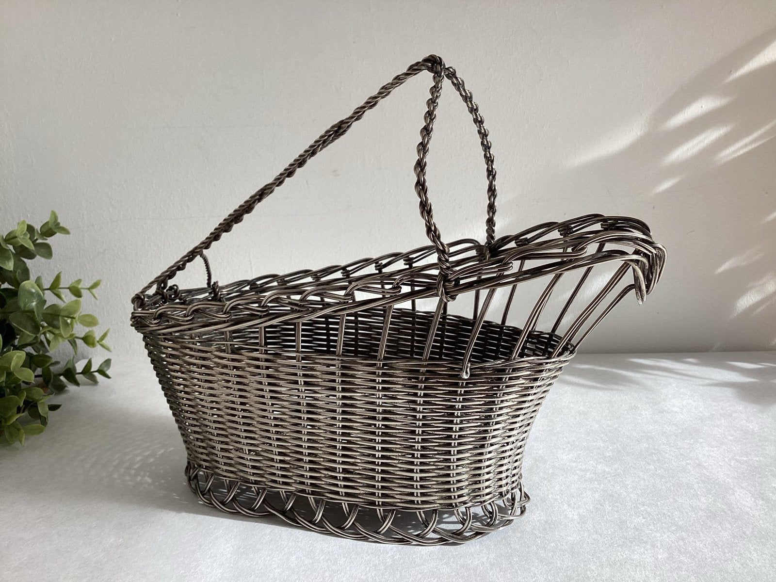 Vintage metalen draadmand flessenmand wijnmand, Ophalen of Verzenden