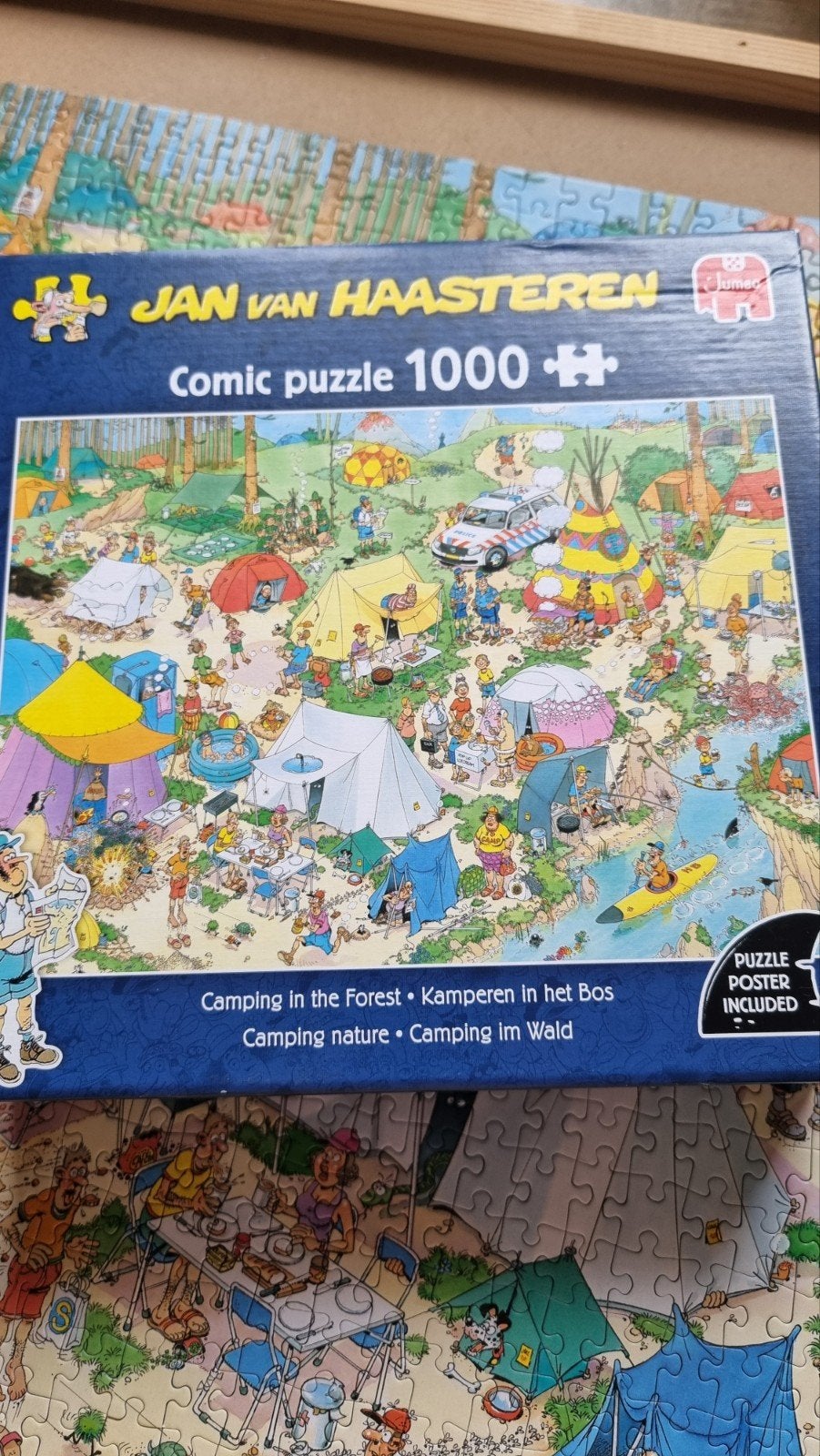 Jan van Haasteren Comic puzzel 1000 stukjes - Kamperen, Een of twee spelers, Ophalen of Verzenden, Zo goed als nieuw, Jumbo
