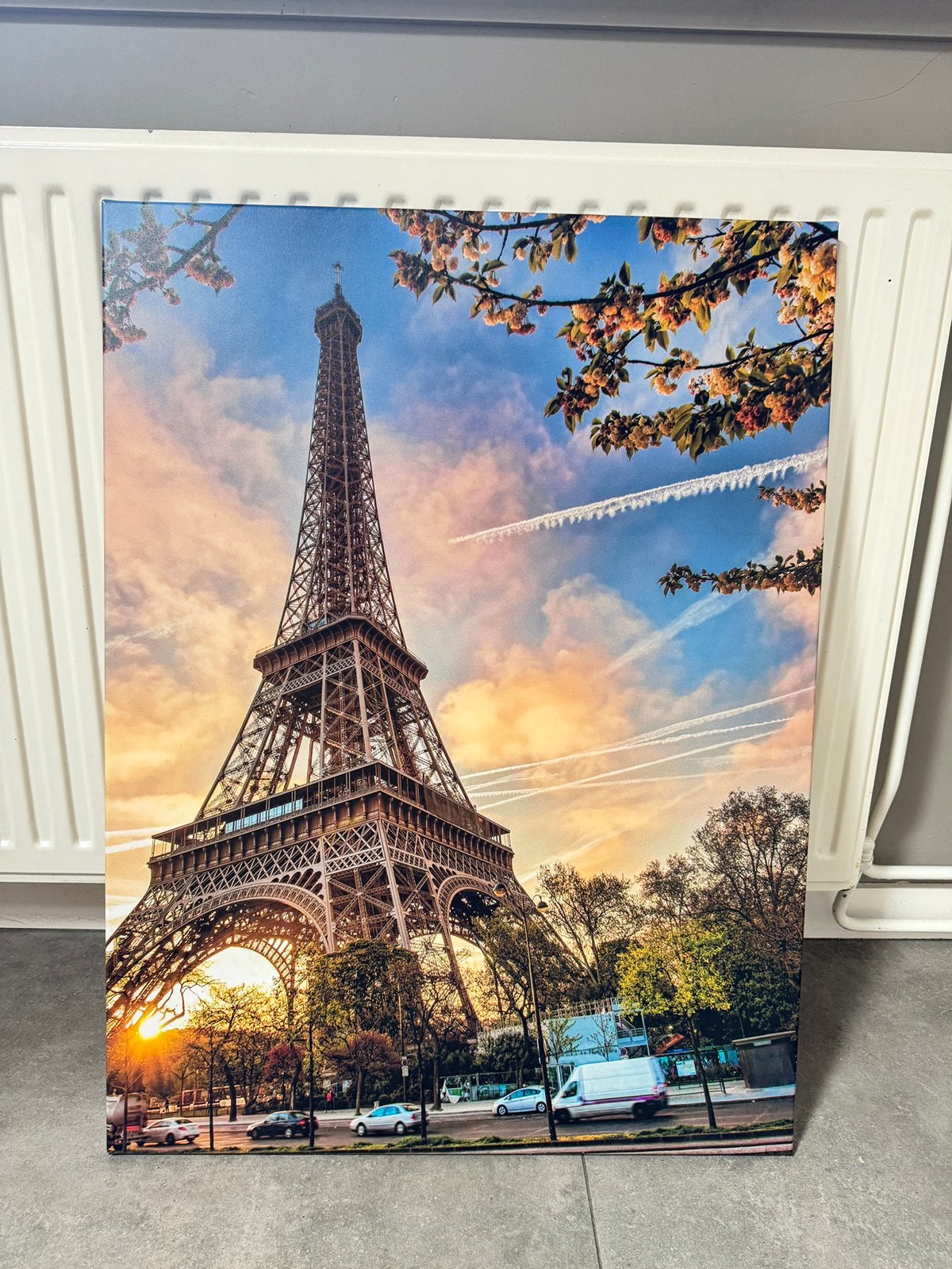 Canvas schilderij parijs eiffeltoren, Ophalen, Zo goed als nieuw, 75 tot 100 cm, Schilderij