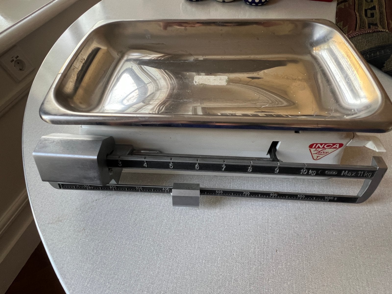Vintage Inca de Luxe weegschaal in perfecte staat, Minder dan 10 kg, Keukenweegschaal, Analoog, Ophalen of Verzenden
