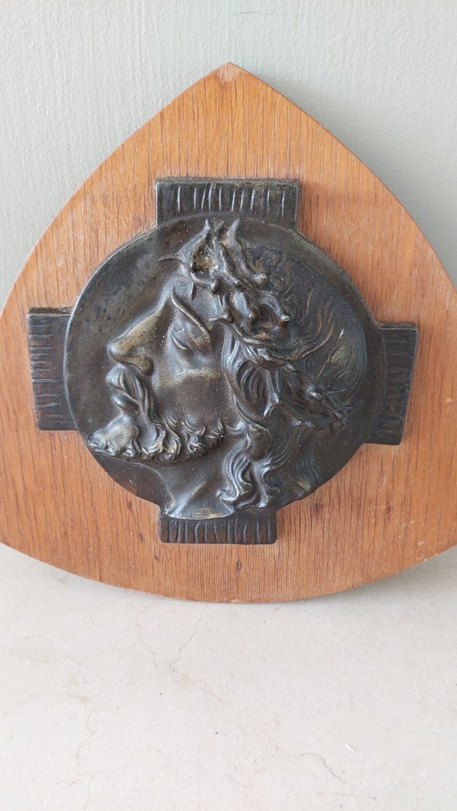 Antieke massief bronzen wandplaquette, Antiek en Kunst, Ophalen of Verzenden