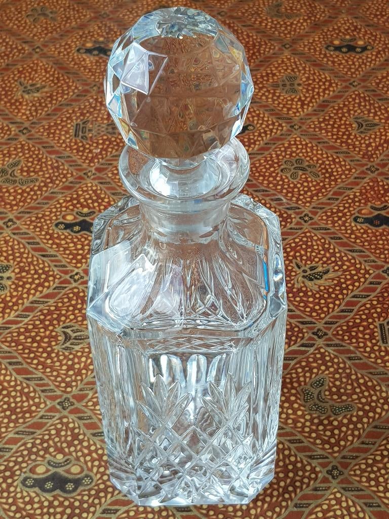 Mooie zware oude Engelse whiskykaraf van kristal 27,4 cm., Ophalen of Verzenden