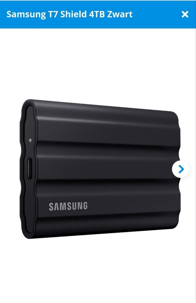 Samsung T7 Shield 4TB Zwart, Computers en Software, Harde schijven, SSD, Ophalen of Verzenden, Samsung, Extern