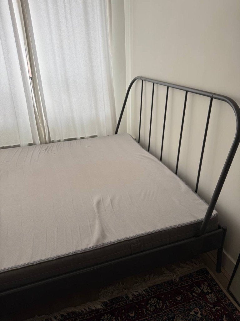Tweepersoons metalen bedframe (160x200 cm)-matras optioneel, Huis en Inrichting, Slaapkamer | Bedden, Ophalen, Zwart, Tweepersoons