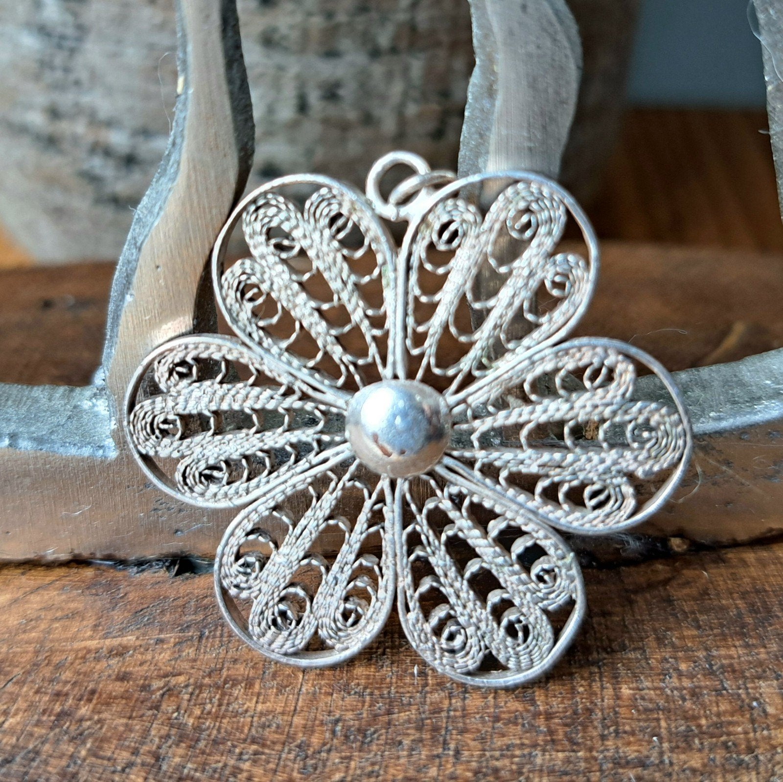 Zilveren Filigraan Bloem Hanger, Ophalen of Verzenden, Zilver, Hanger