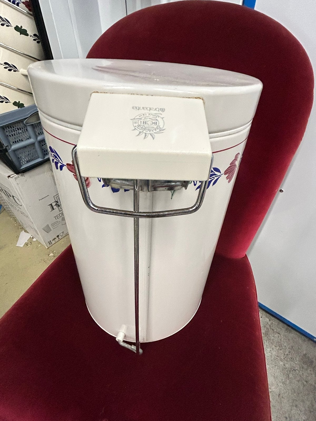 Vintage Brabantia Boerenbont Pedaalemmer, Huis en Inrichting, Woonaccessoires | Prullenbakken, 50 – 75, Gebruikt, Met pedaal, Div