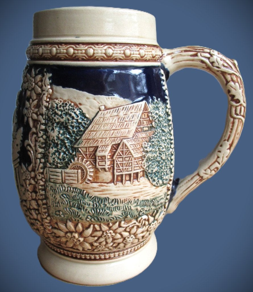 Bierpul~Vintage Duitse Pul~Waterrad~Stein~Reliëf, Antiek en Kunst, Antiek | Keramiek en Aardewerk, Ophalen of Verzenden
