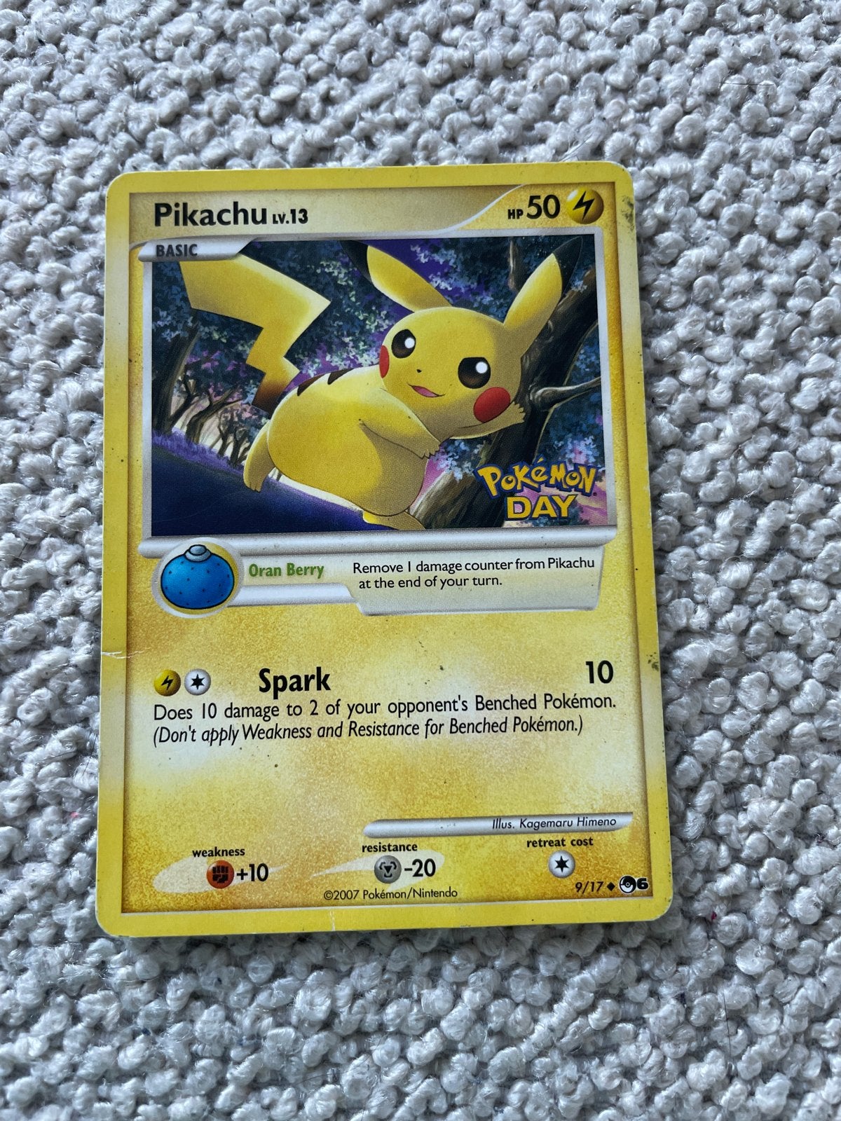 Pikachu Pokémon Day 2007 kaart, Ophalen of Verzenden, Gebruikt, Losse kaart