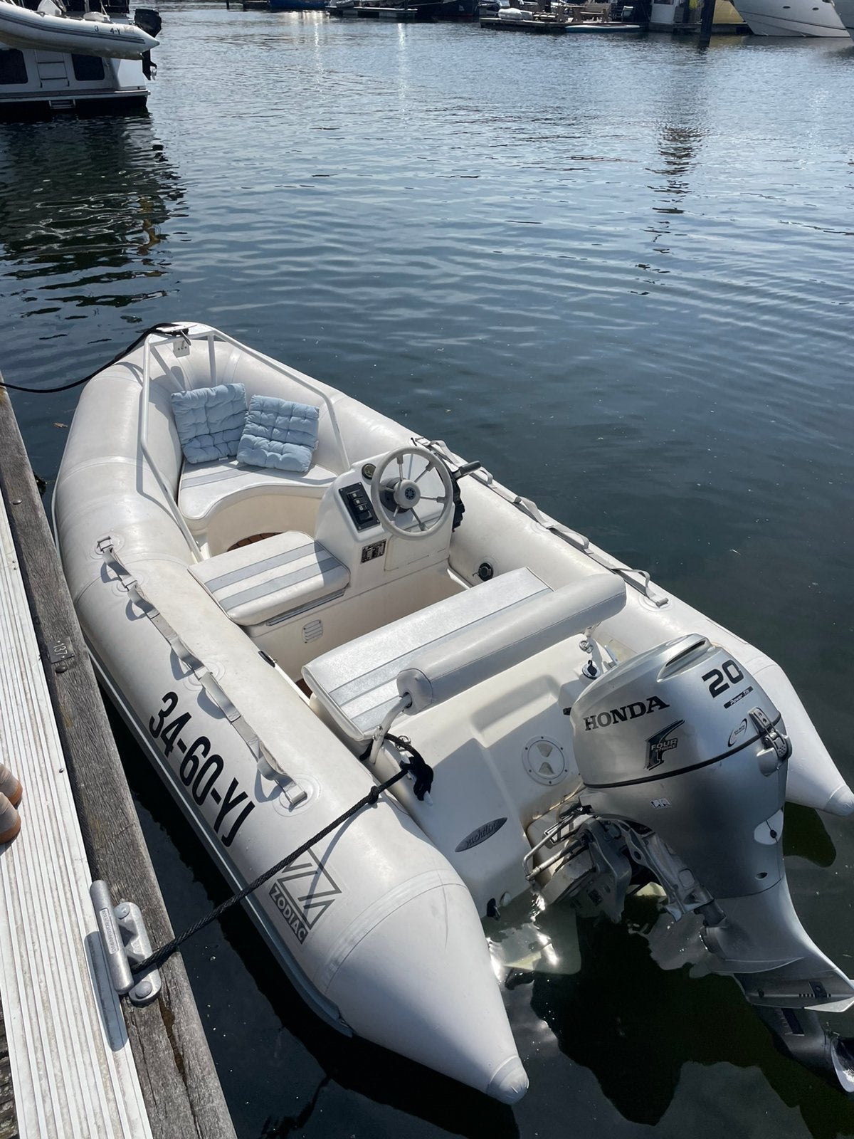 Zodiac Yachtline 340 DL met honda 20pk en trailer, Watersport en Boten, Rubberboten, Polyester/glasvezel, Gebruikt, 4 m, Ophalen of Verzenden