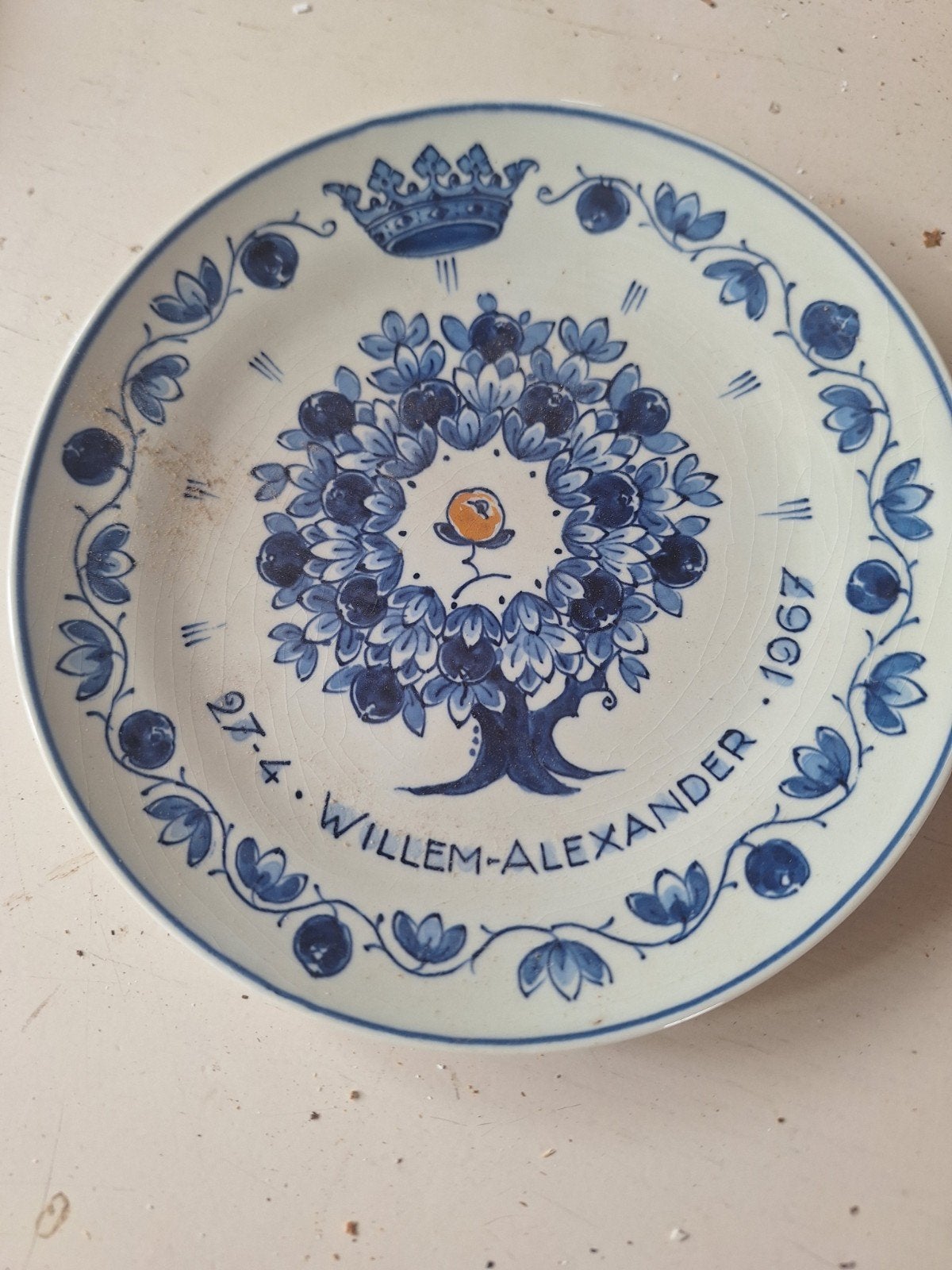 Delfts Blauw Willem-Alexander Geboortebord 1967, Ophalen