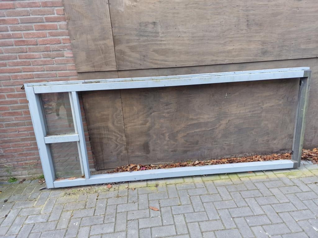 Hardhouten deurkozijn 111x286cm met dubbel glas en deur, 215 cm of meer, Nieuw, Ophalen, 100 tot 120 cm