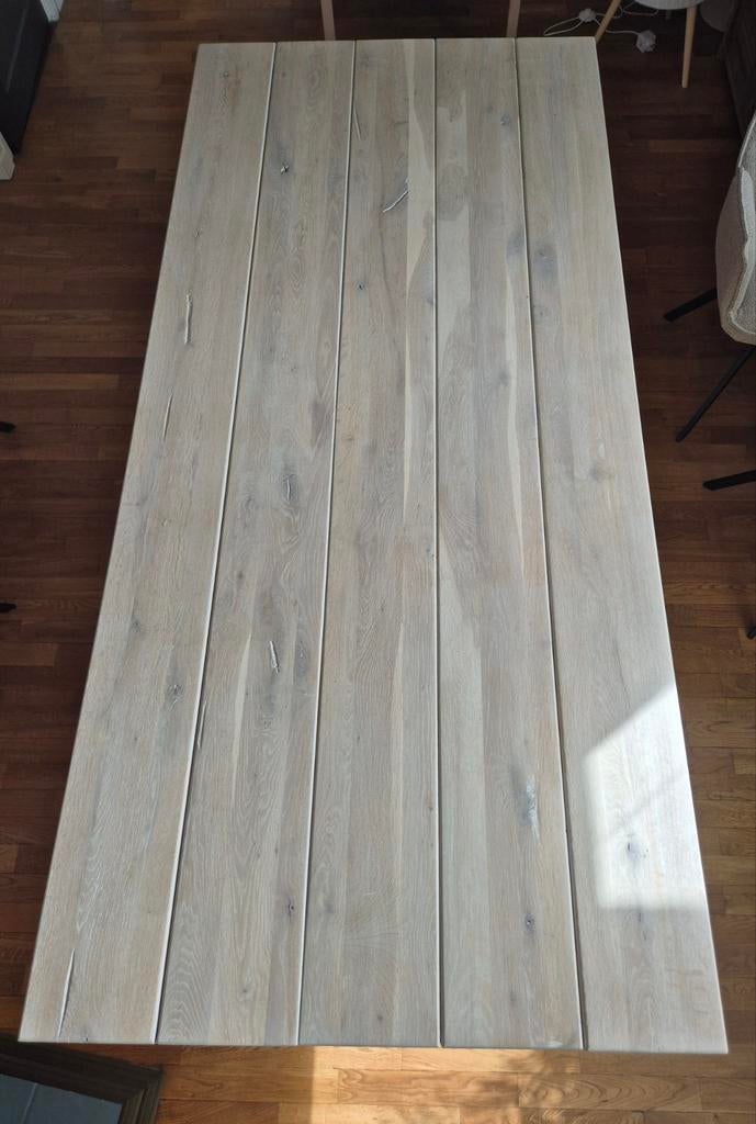 Licht houten eettafel 220x100cm, Ophalen, Gebruikt, 200 cm of meer, 50 tot 100 cm
