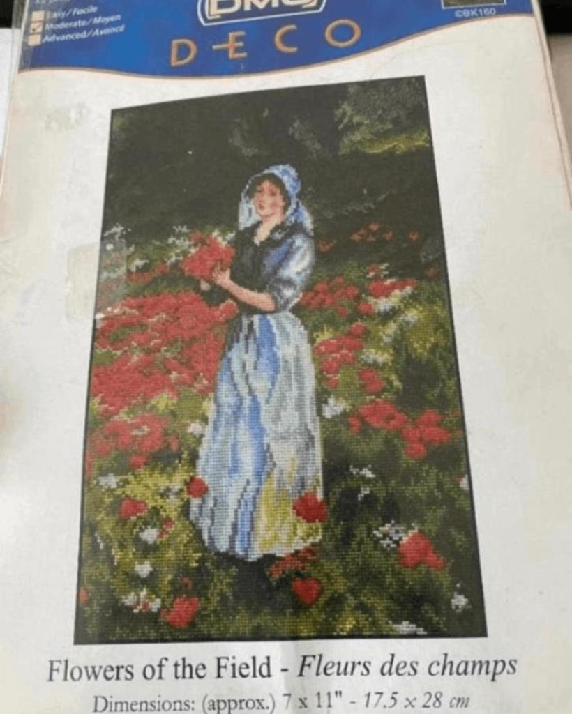 BORDUURPAKKET FLOWERS OF THE FIELD + EXTRA GARENSET!!, Hobby en Vrije tijd, Borduren en Borduurmachines, Nieuw, Borduurpakket