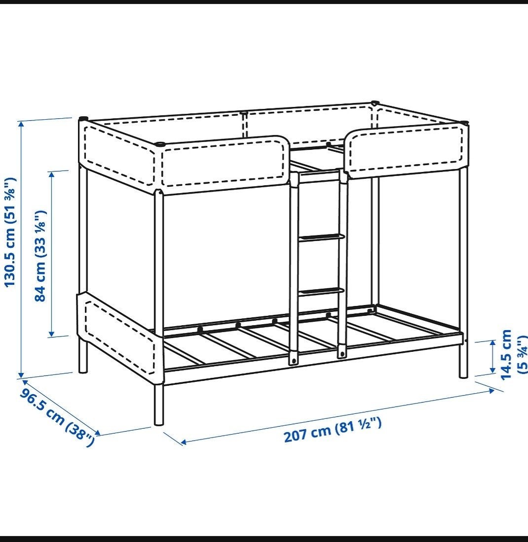 Ikea Tuffing stapelbed - Grijs metaal, Ophalen, Gebruikt, 90 cm, Tweepersoons