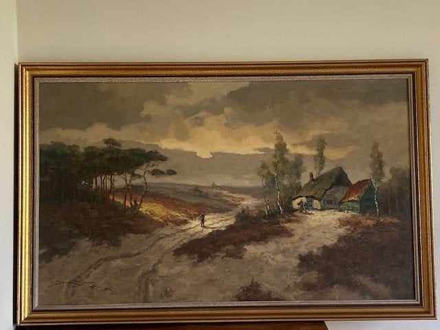 Schilderij Jos van Dijk, Ophalen, Nederlandse school, Doek, Landschap