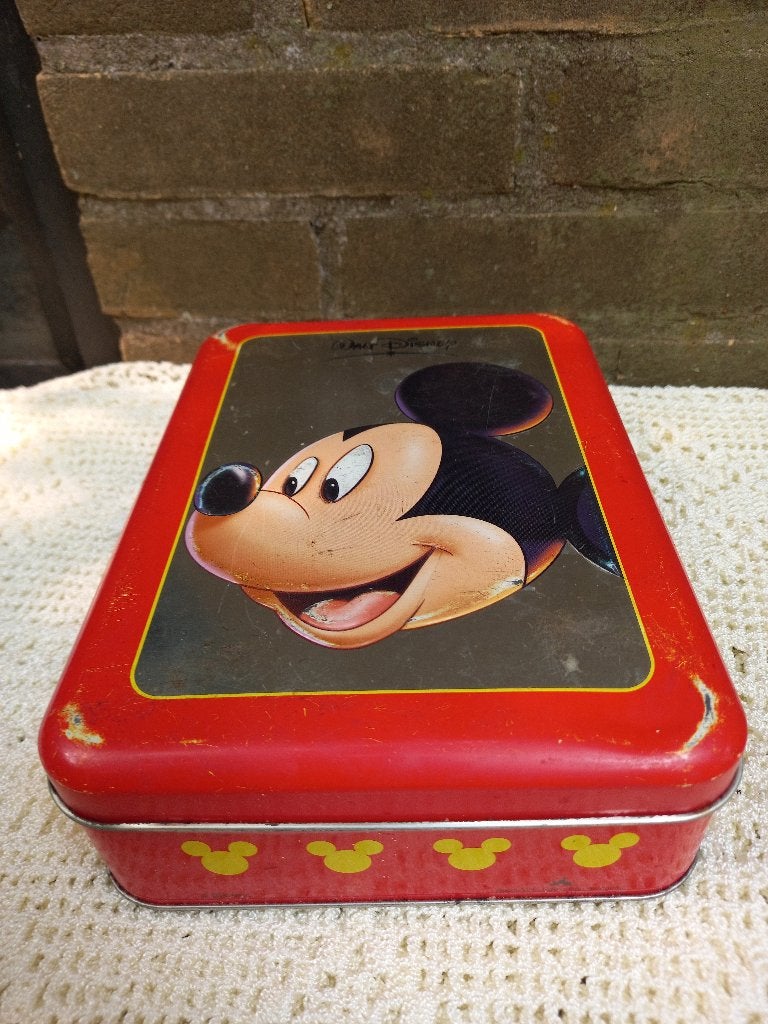 Vintage Mickey Mouse blikken doos - Walt Disney, Vintage, Gebruikt, Ophalen of Verzenden, Metaal