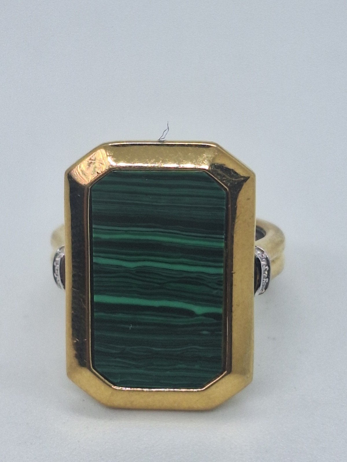 Ti Sento vergulde zilveren ring met malachiet, 18 tot 19, Ophalen of Verzenden, Zo goed als nieuw, Met edelsteen