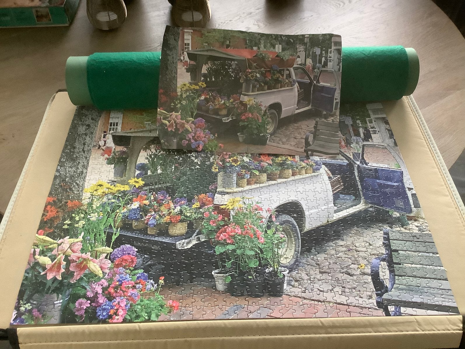 Puzzel met groene oprolmat, Ophalen, 500 t/m 1500 stukjes, Zo goed als nieuw