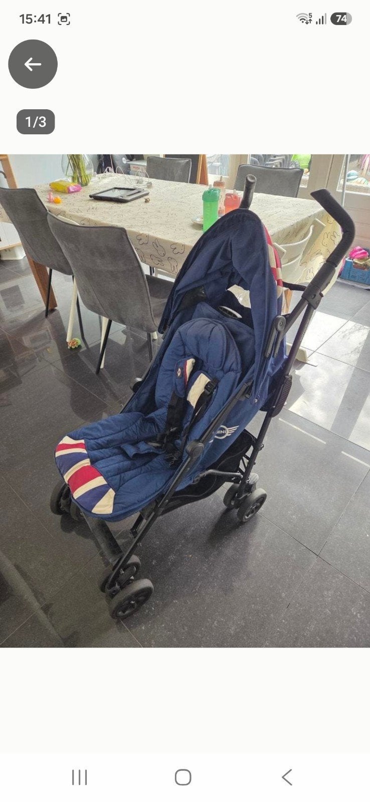 Easywalker Mini Cooper Buggy Engelse vlag, Ophalen, Gebruikt, Overige merken, Verstelbare duwstang