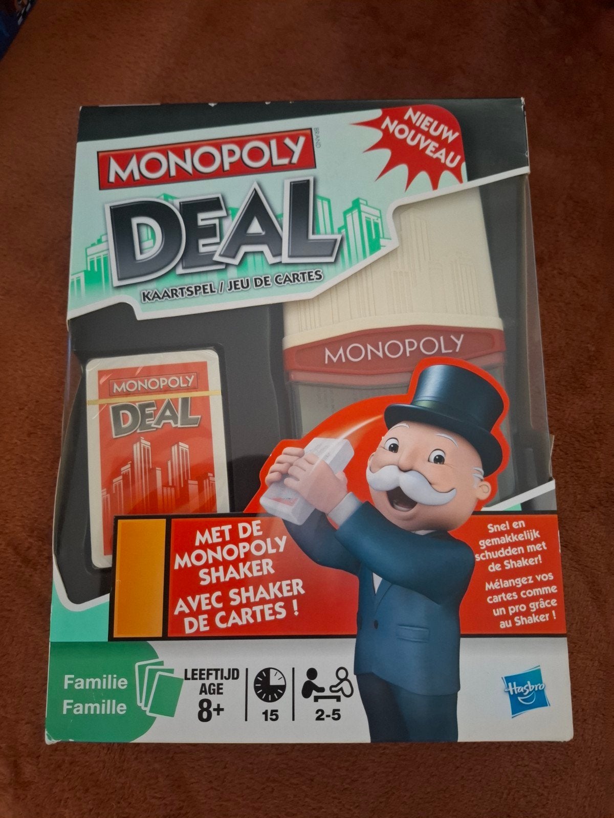 Monopoly Deal Kaartspel met Shaker - Snel en Leuk!, Een of twee spelers, Ophalen of Verzenden, Zo goed als nieuw, Parker