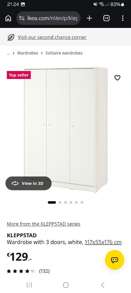Kledingkast ikea, Huis en Inrichting, Ophalen, Gebruikt, 100 tot 150 cm, 150 tot 200 cm
