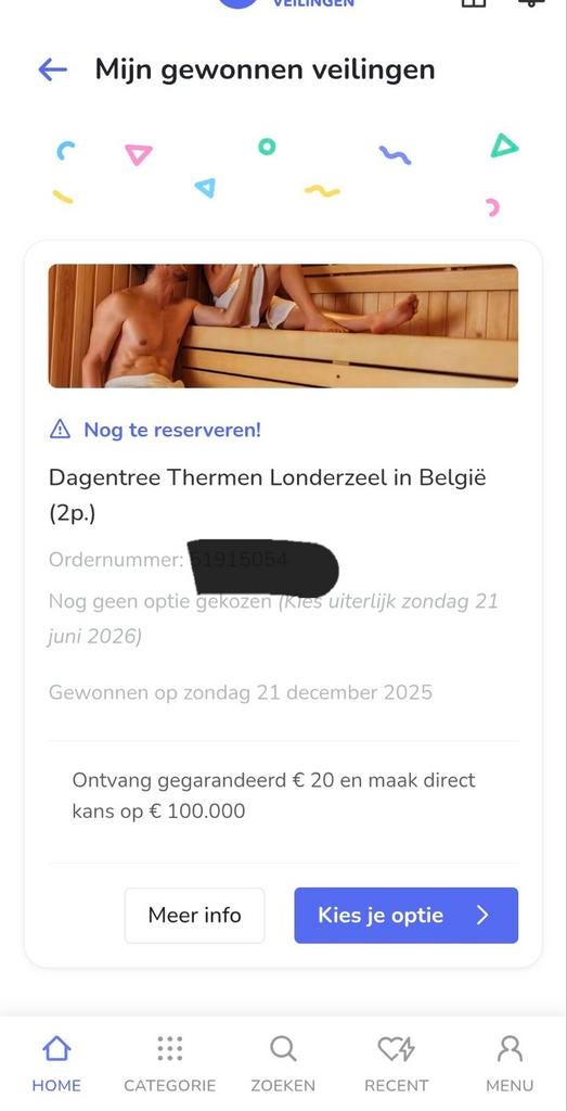 Dagentree Thermen Londerzeel voor 2 personen sauna wellness, Ophalen of Verzenden, Nieuw, Complete sauna