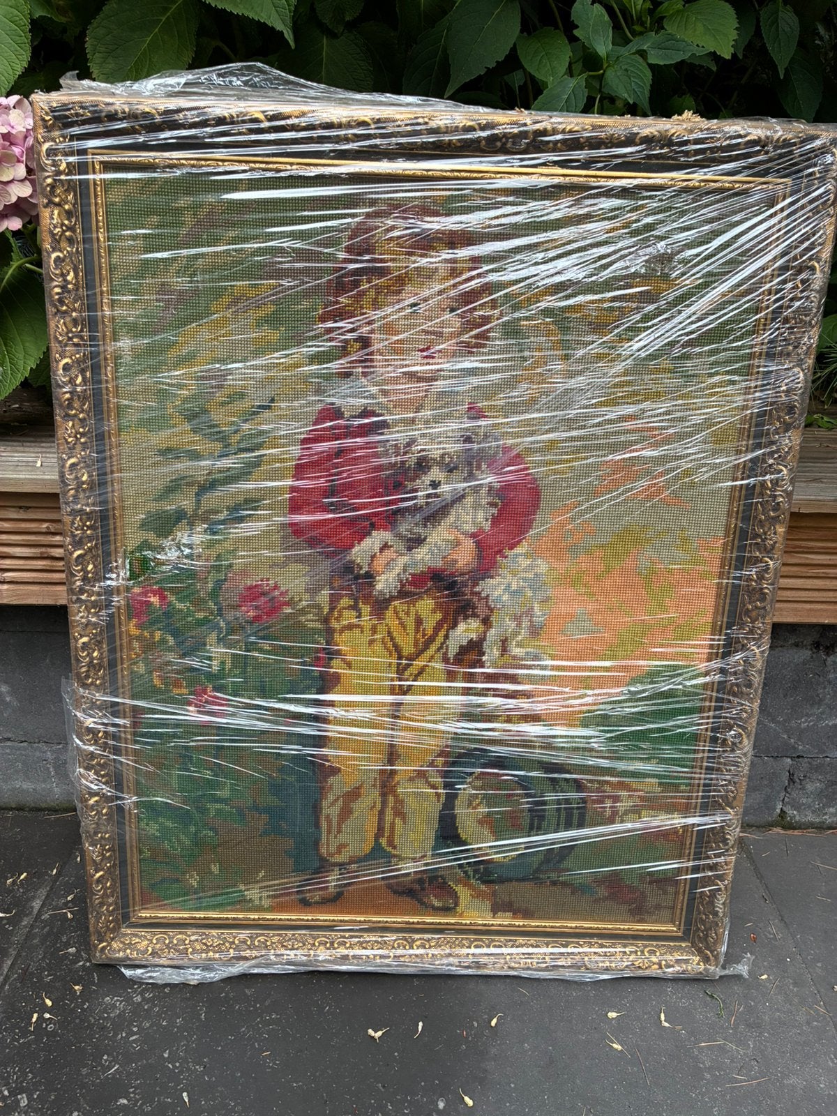 antiek schilderij jager met hondje, Ophalen of Verzenden