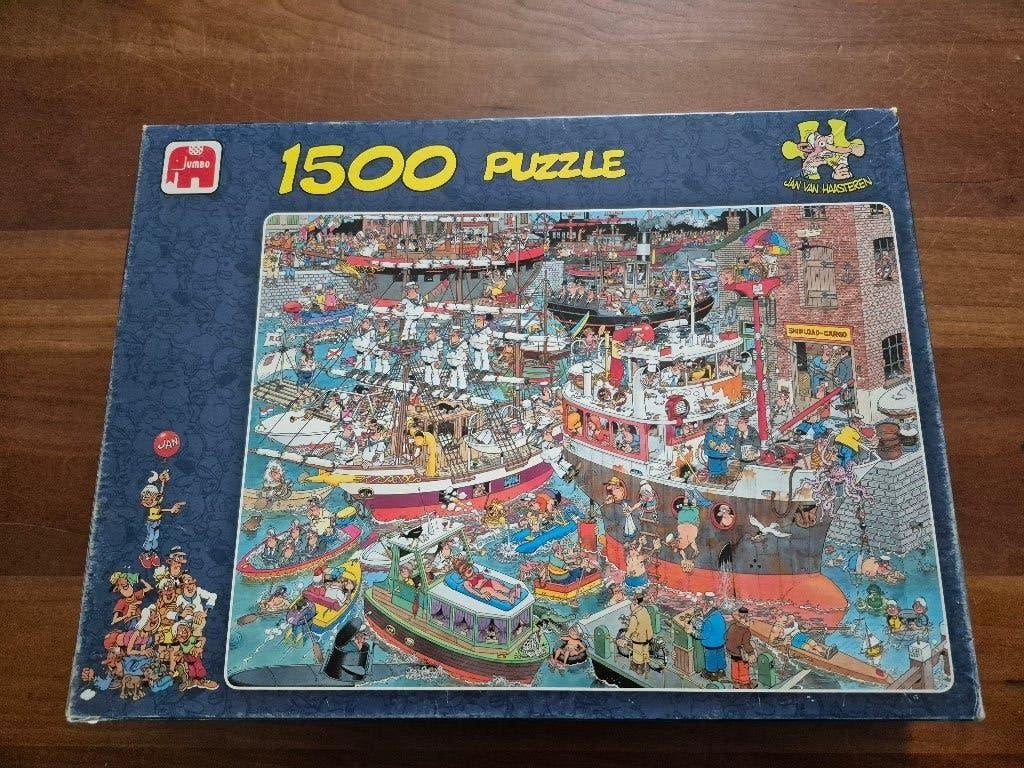 Jan van Haasteren puzzle, Crazy Harbour, Jumbo, 1500., Ophalen of Verzenden, 500 t/m 1500 stukjes, Gebruikt, Legpuzzel