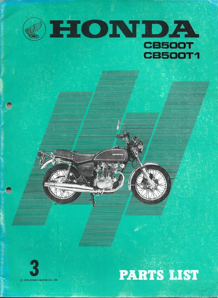 Honda CB500 T Honda CB500 T1 parts list onderdelenboek 3357z, Ophalen of Verzenden, Honda