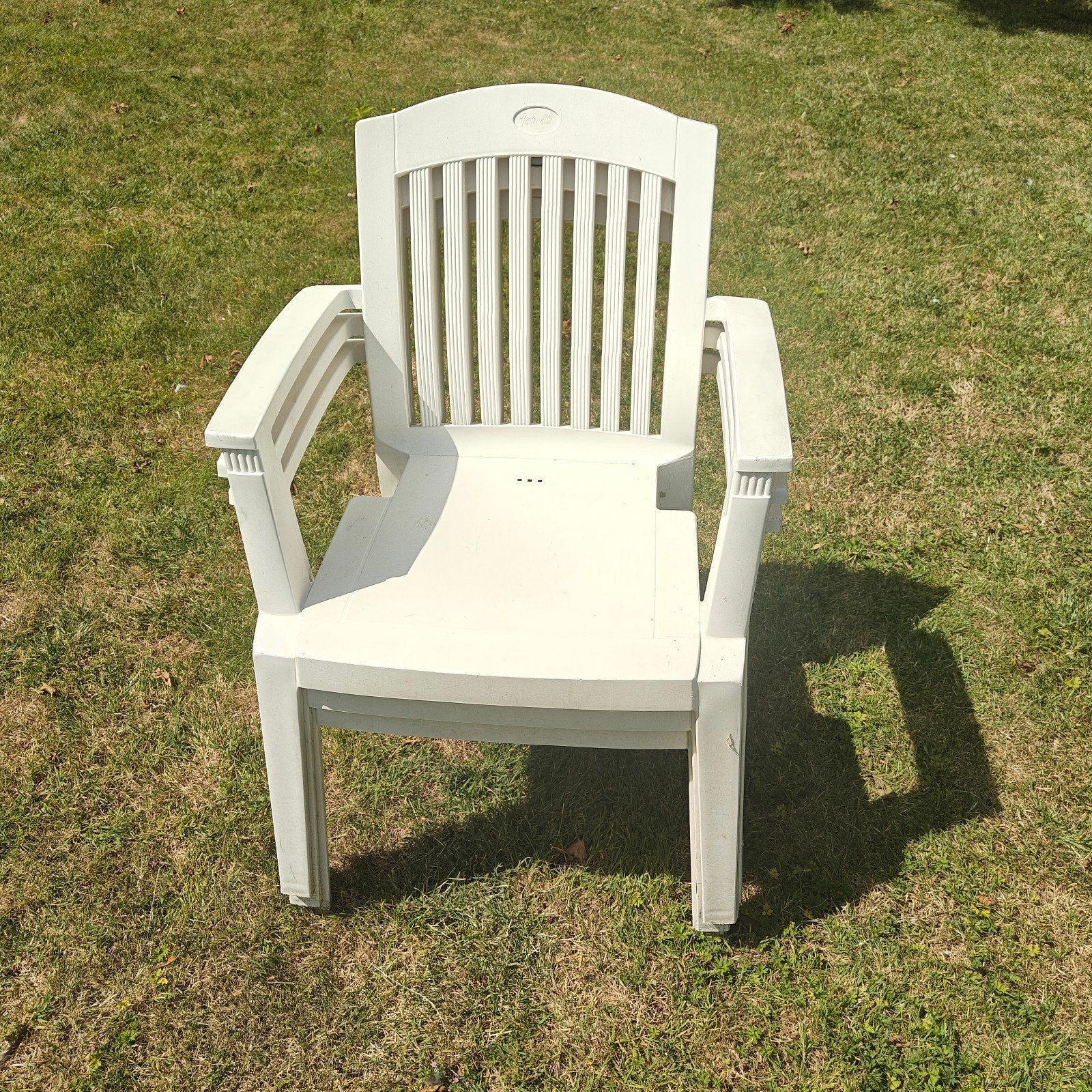 3 Hartman tuinstoelen, wit kunststof, stapelbaar, Ophalen, Gebruikt, Kunststof, Stapelbaar
