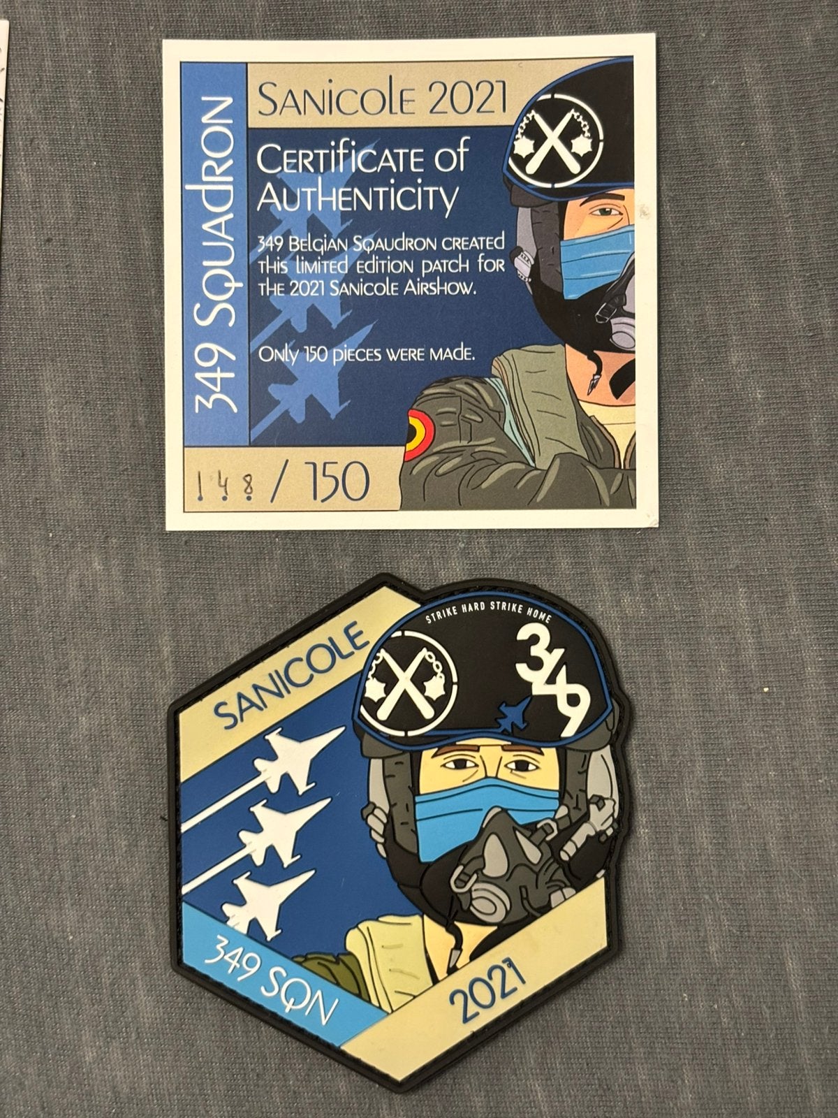Limited edition Pvc embleem 349 SQN Sanicole, Verzenden, Luchtmacht, Overige gebieden, Embleem of Badge