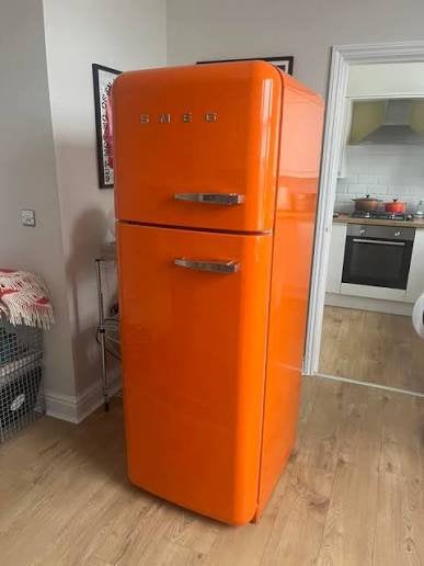 Oranje Smeg koelvriescombinatie, Ophalen, 200 liter of meer, 160 cm of meer, Zo goed als nieuw