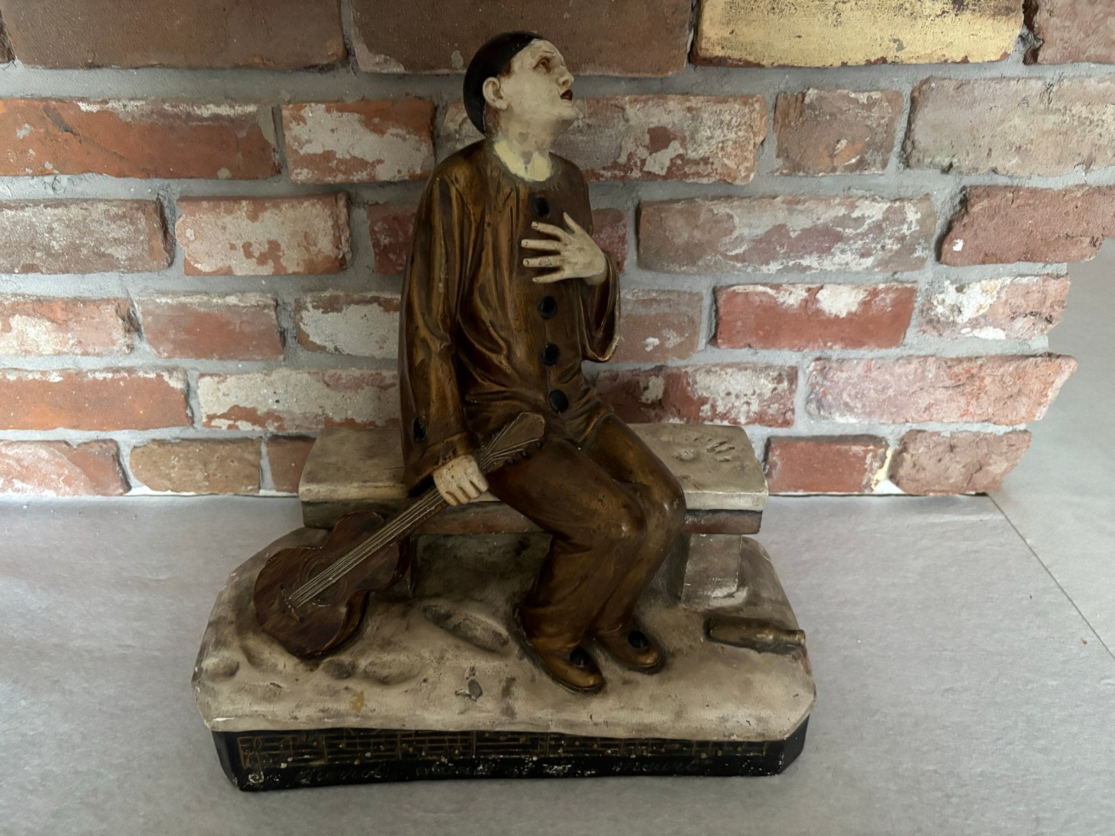 Jaren ‘30  Pierrot chante et meurt van Corneille T, Gips, Ophalen of Verzenden, Beeld, Bruin