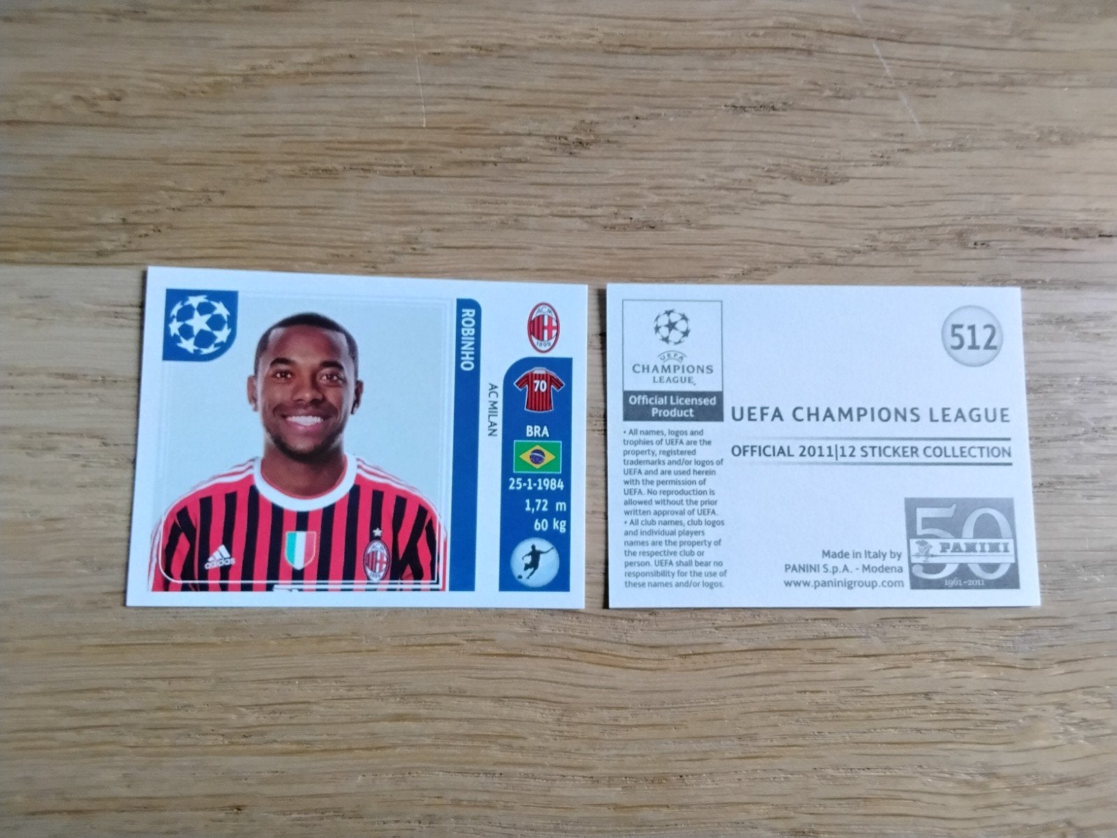 Panini Champions League 2011/2012 Sticker Robinho AC Milan, Ophalen of Verzenden, Zo goed als nieuw, Buitenlandse clubs, Poster, Plaatje of Sticker