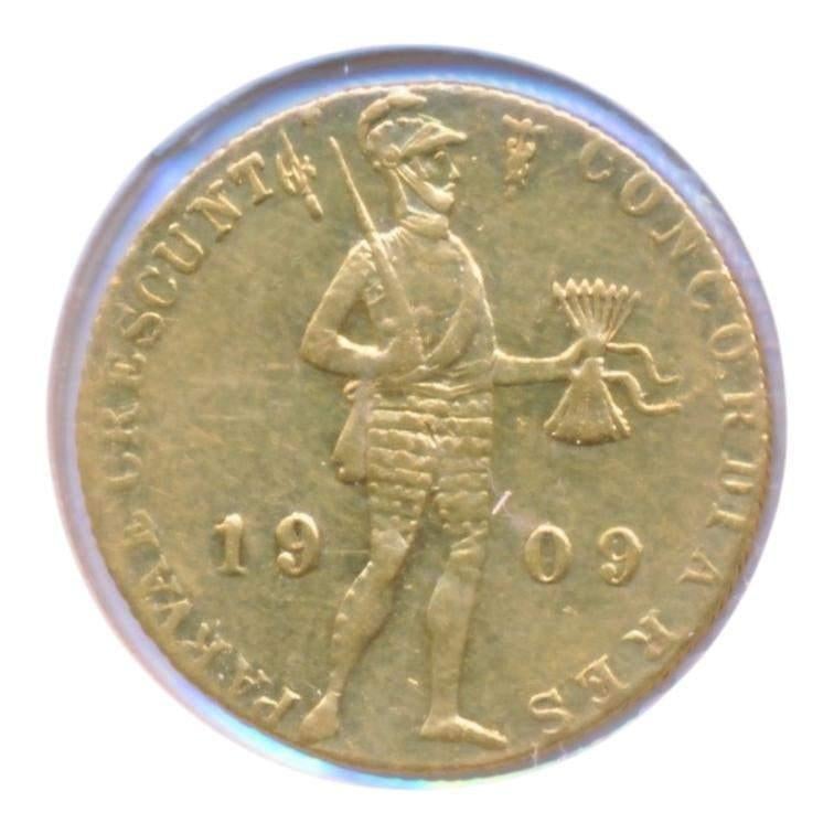 Nederland Gouden Dukaat 1909, Ophalen of Verzenden, Goud